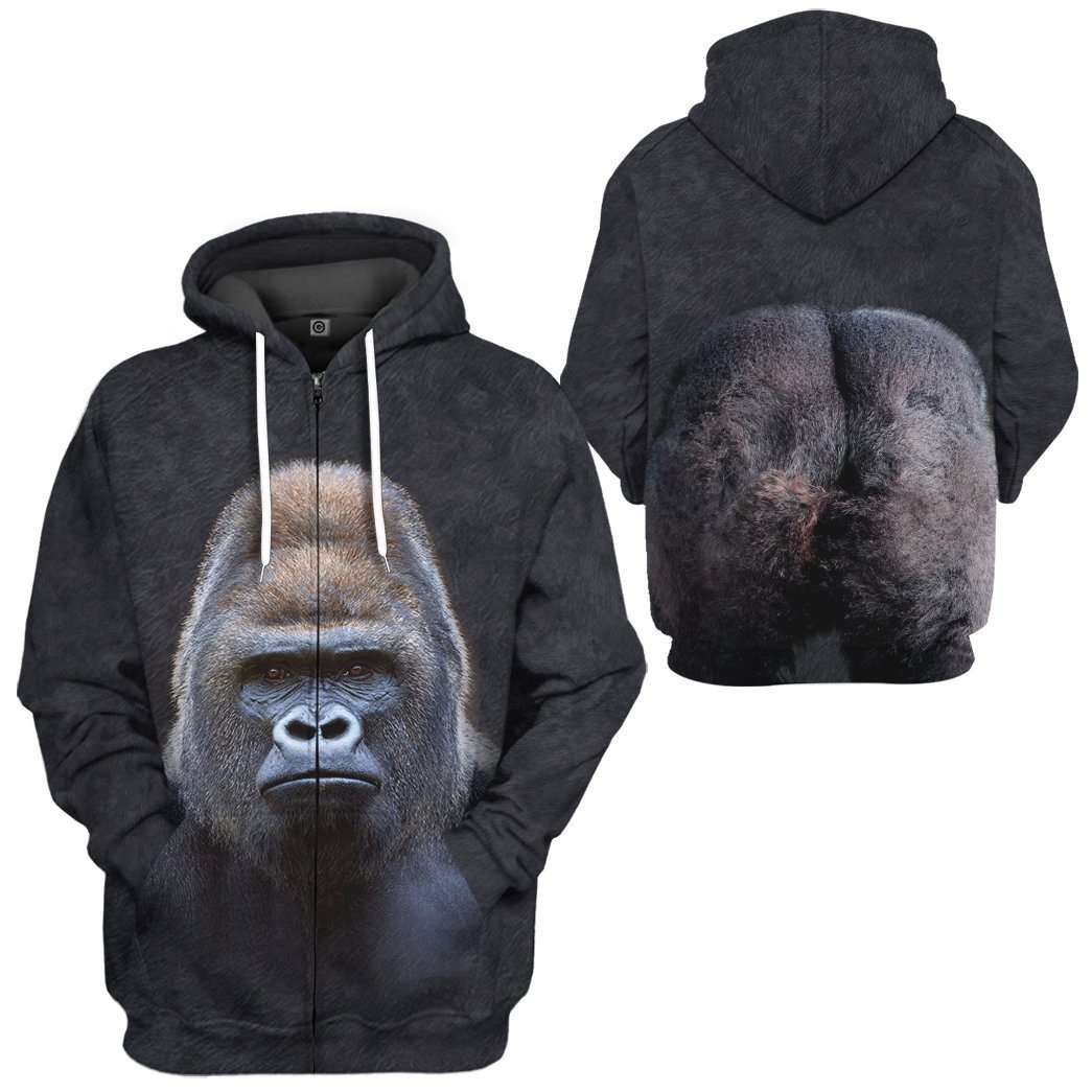 Klothek 3D Gorilla Front And Back Tshirt Hoodie Apparel | Price in USA, Best Quality