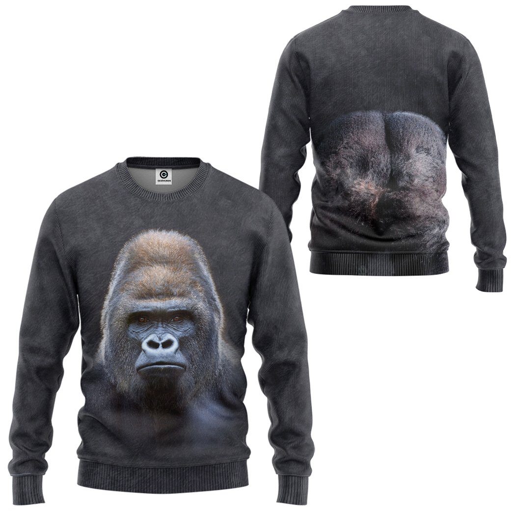 Klothek 3D Gorilla Front And Back Tshirt Hoodie Apparel | Price in USA, Best Quality