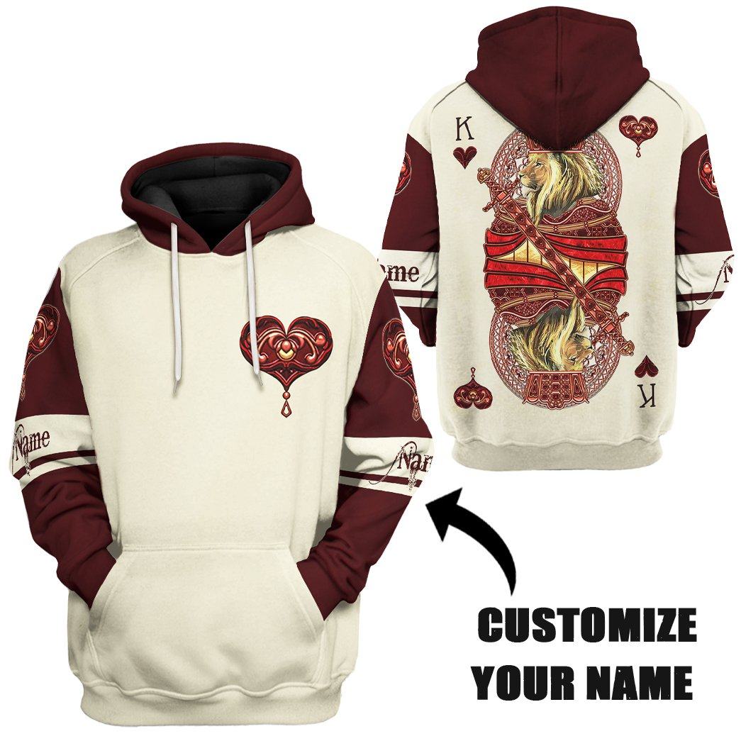 Klothek 3D King Hearts Lion Poker Custom Name Tshirt Hoodie Apparel | Price in USA, Best Quality