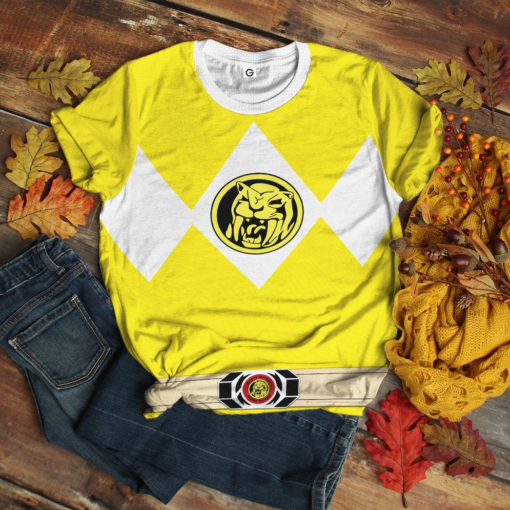 Klothek 3D Mighty Morphin Power Ranger Yellow Tshirt Hoodie Apparel | Price in USA, Best Quality