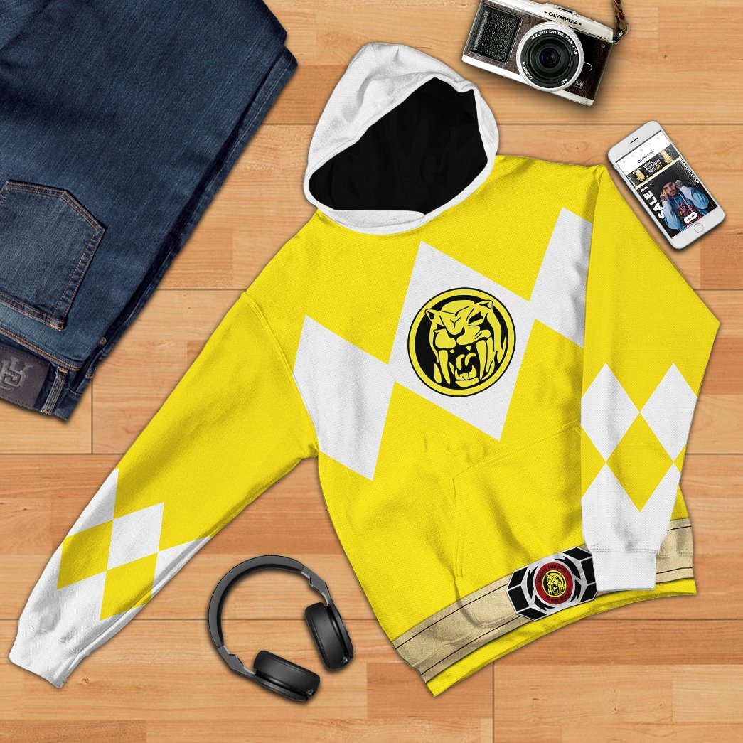 Klothek 3D Mighty Morphin Power Ranger Yellow Tshirt Hoodie Apparel | Price in USA, Best Quality