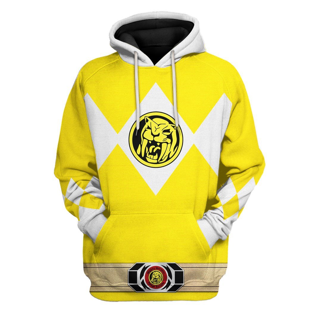 Klothek 3D Mighty Morphin Power Ranger Yellow Tshirt Hoodie Apparel | Price in USA, Best Quality