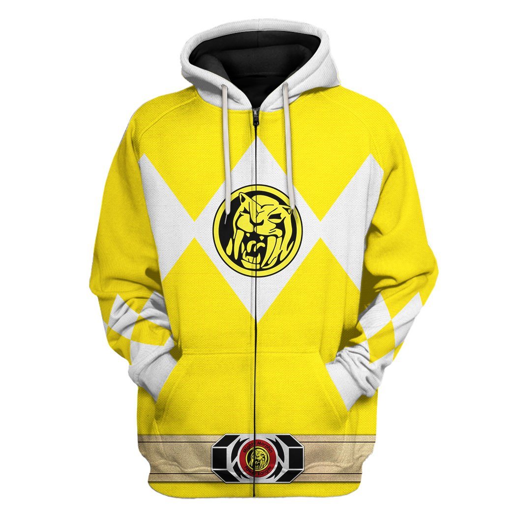 Klothek 3D Mighty Morphin Power Ranger Yellow Tshirt Hoodie Apparel | Price in USA, Best Quality