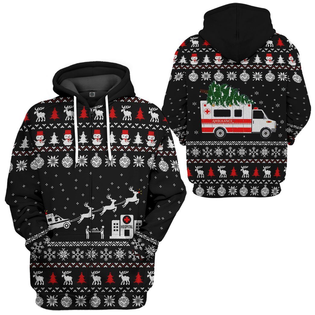 Klothek 3D Paramedic Hospital Ambulance Ugly Christmas Sweater Cust | Price in USA, Best Quality