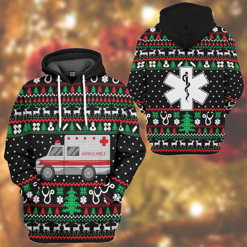 Klothek 3D Paramedic Logo Ambulance Ugly Christmas Sweater Custom H | Price in USA, Best Quality