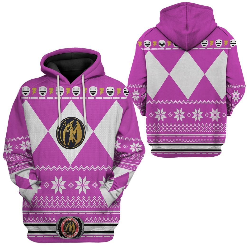 Klothek 3D Pink MIGHTY MORPHIN Power Ranger Ugly Custom Tshirt Hood | Price in USA, Best Quality