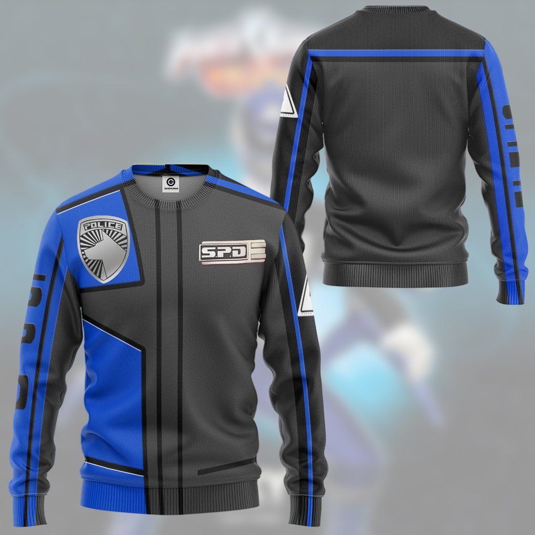 Klothek 3D Power Rangers S.P.D Blue Uniform Tshirt Hoodie Apparel | Price in USA, Best Quality