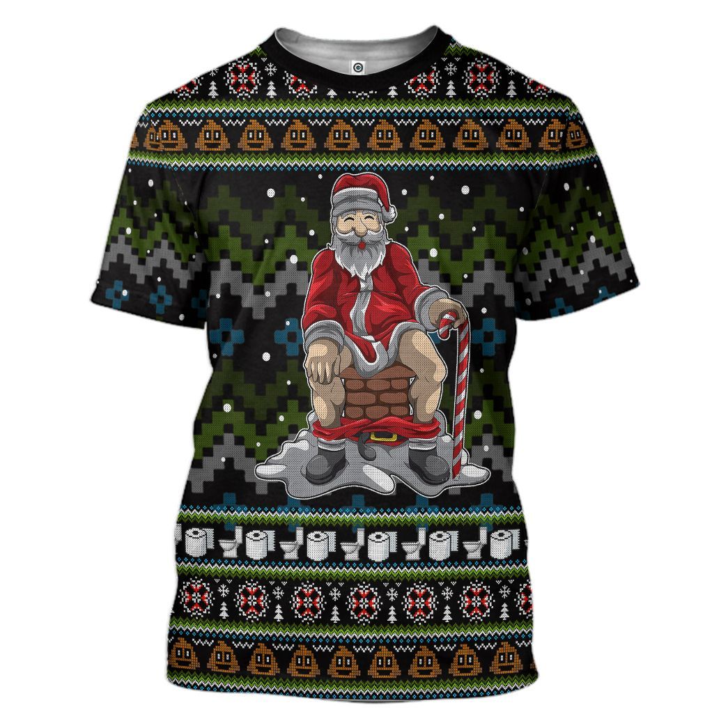 Klothek 3D Santa Pooping Down Chimney Custom Tshirt Hoodie Apparel | Price in USA, Best Quality