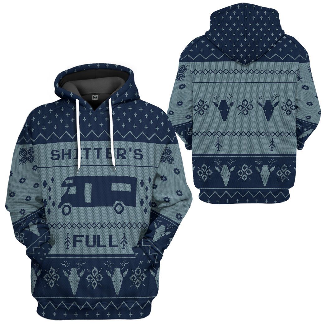 Klothek 3D Shitter's Full Ugly Christmas Sweater Blue Custom Hoodie | Price in USA, Best Quality