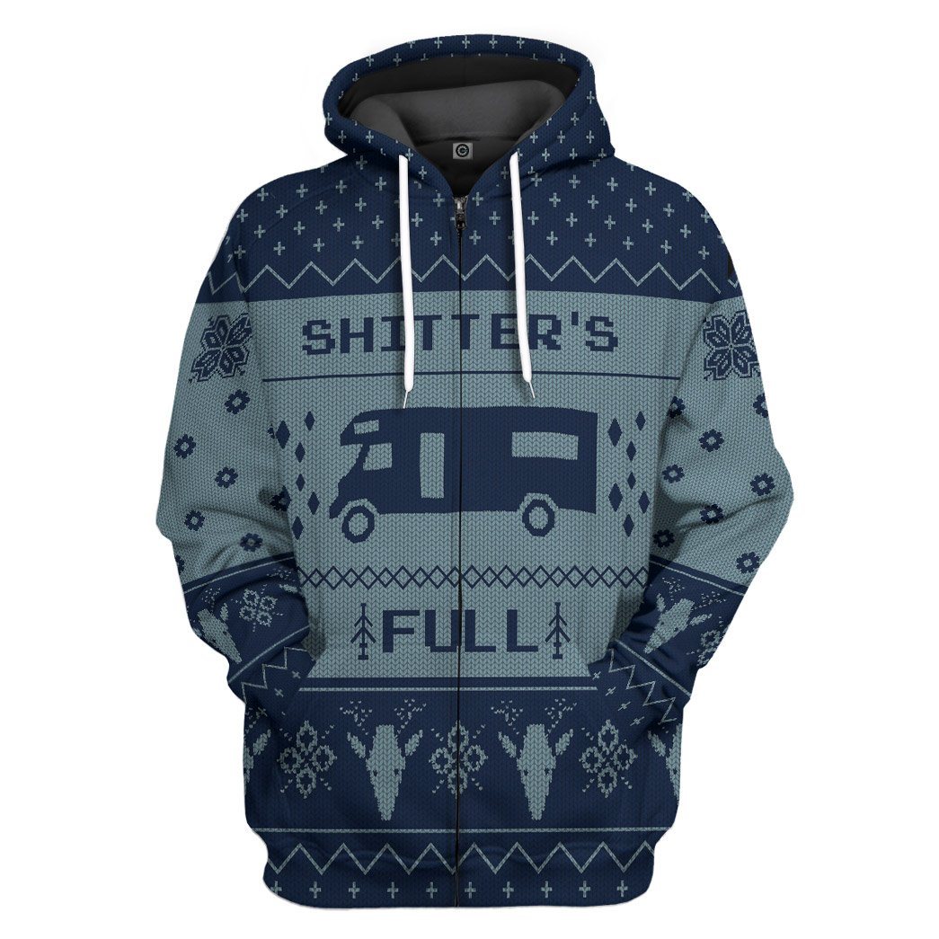 Klothek 3D Shitter's Full Ugly Christmas Sweater Blue Custom Hoodie | Price in USA, Best Quality