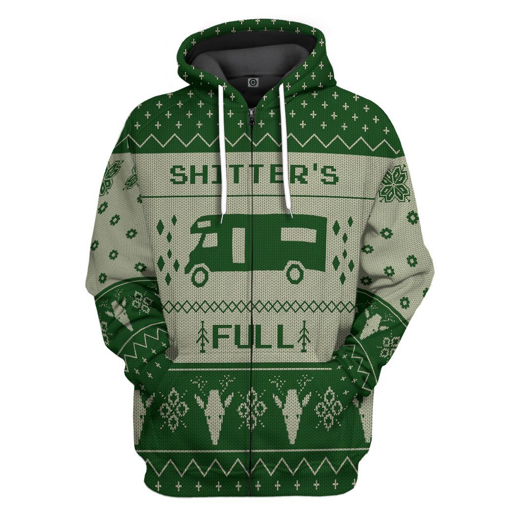 Klothek 3D Shitters Full Ugly Christmas Sweater Green Custom Hoodie | Price in USA, Best Quality