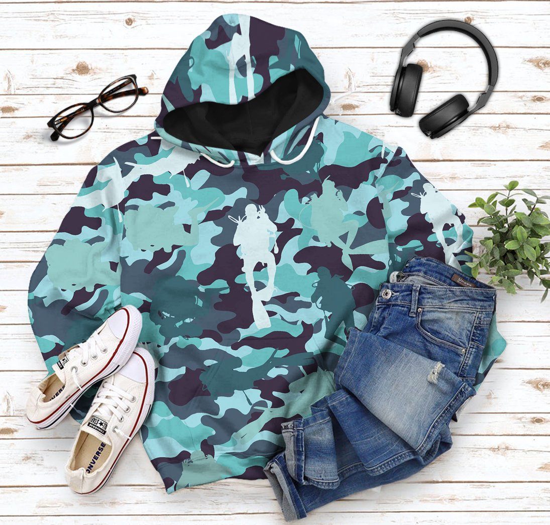 Klothek 3D Camo Scuba Diving Custom Tshirt Hoodie Apparel | Price in USA, Best Quality