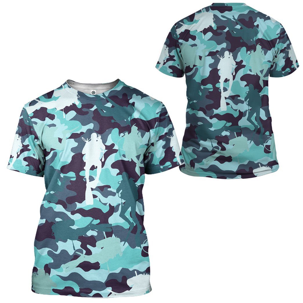 Klothek 3D Camo Scuba Diving Custom Tshirt Hoodie Apparel | Price in USA, Best Quality