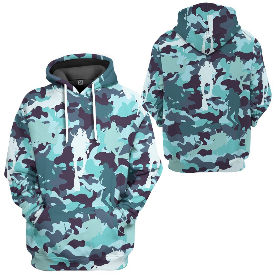 Klothek 3D Camo Scuba Diving Custom Tshirt Hoodie Apparel | Price in USA, Best Quality