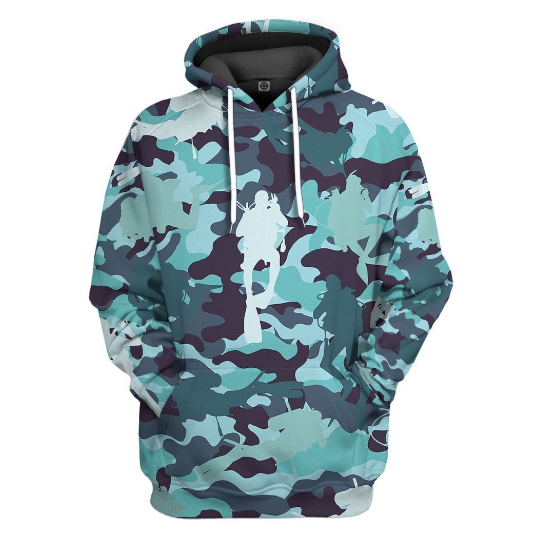 Klothek 3D Camo Scuba Diving Custom Tshirt Hoodie Apparel | Price in USA, Best Quality