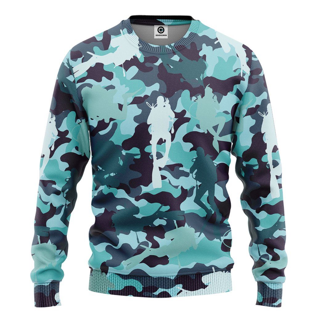 Klothek 3D Camo Scuba Diving Custom Tshirt Hoodie Apparel | Price in USA, Best Quality