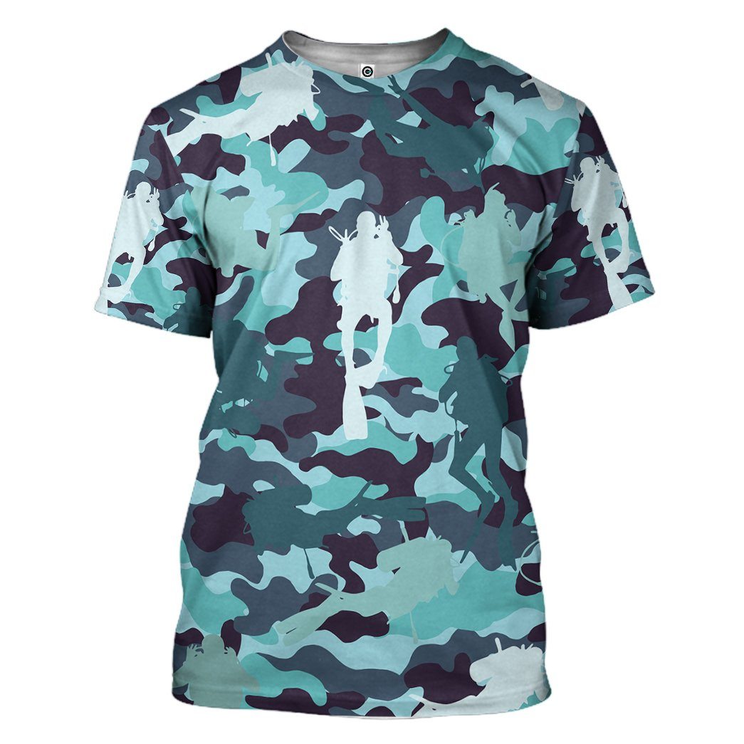 Klothek 3D Camo Scuba Diving Custom Tshirt Hoodie Apparel | Price in USA, Best Quality