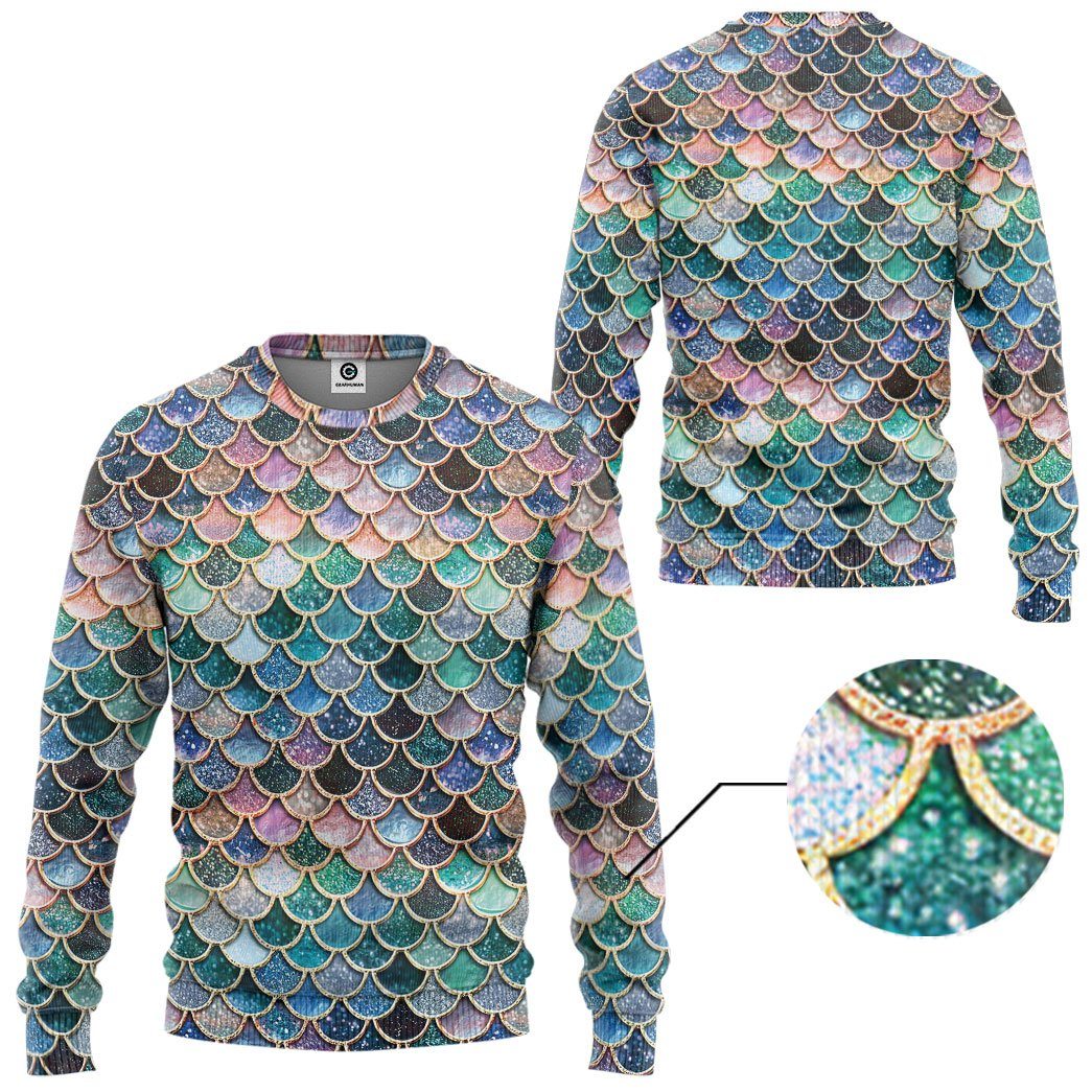 Klothek 3D Sparkling Mermaid Tail Custom Tshirt Hoodie Apparel | Price in USA, Best Quality