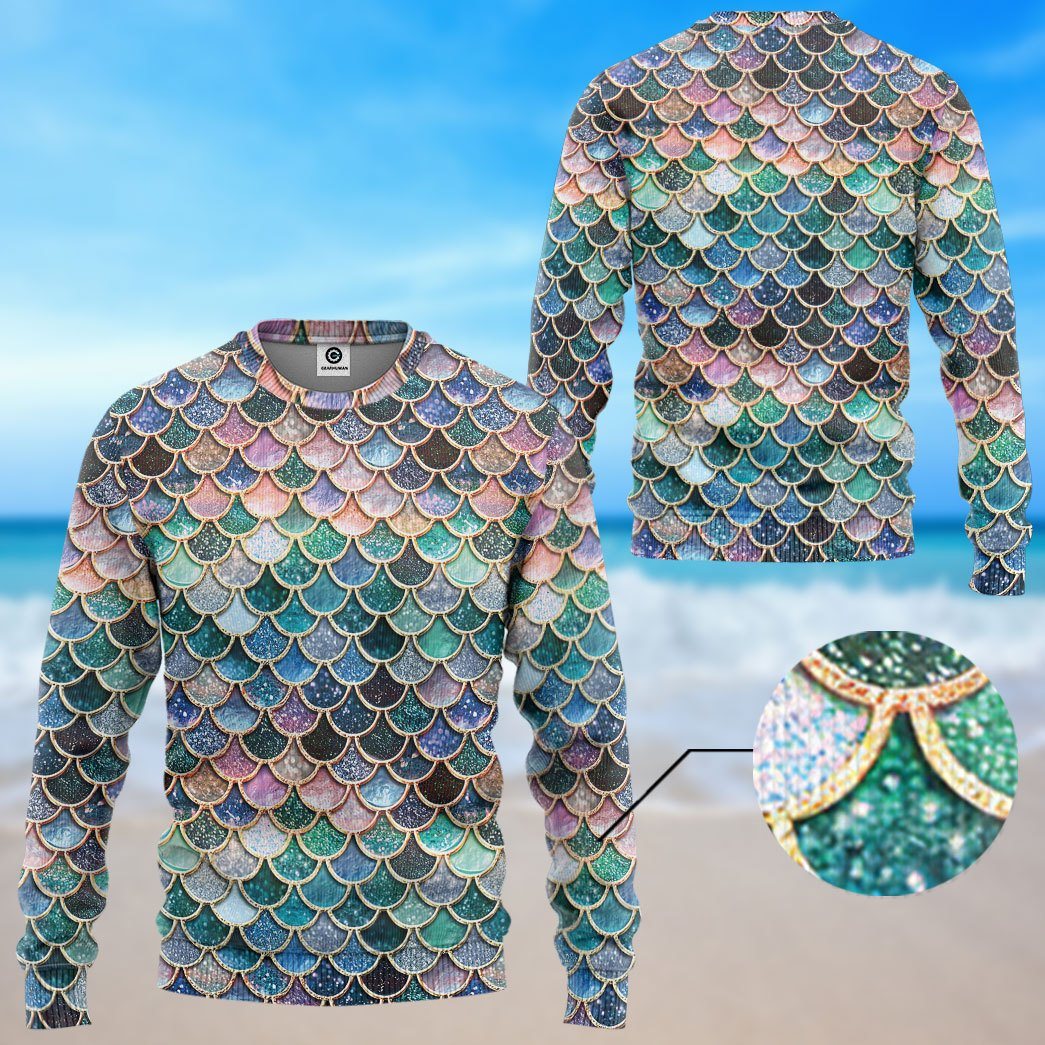 Klothek 3D Sparkling Mermaid Tail Custom Tshirt Hoodie Apparel | Price in USA, Best Quality