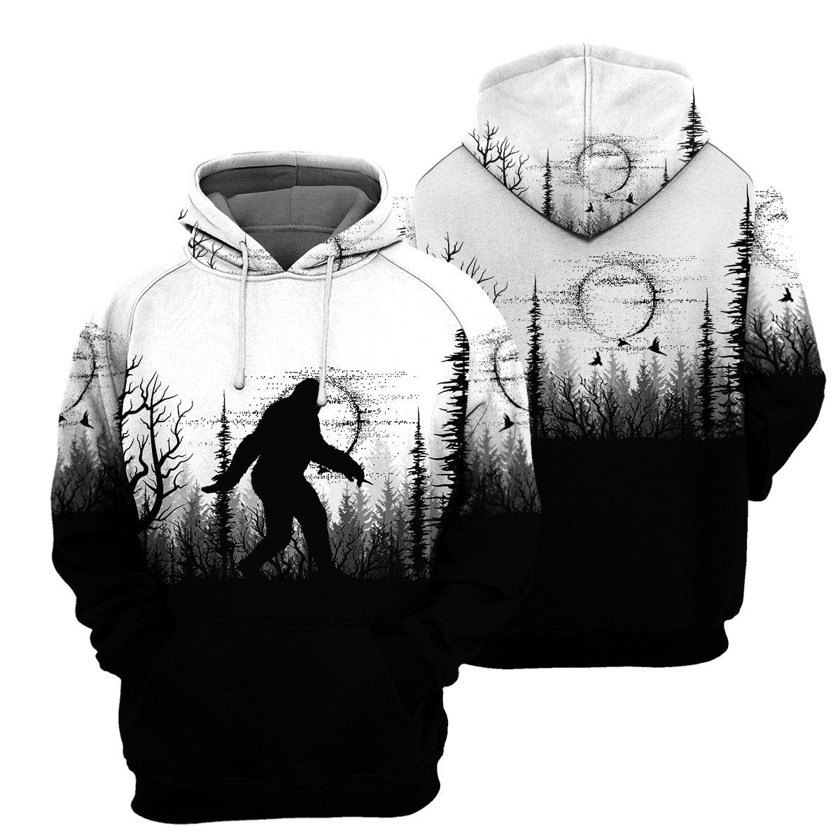 Klothek Bigfoot Black And White - 3D All Over Printed Shirt | Price in USA, Best Quality