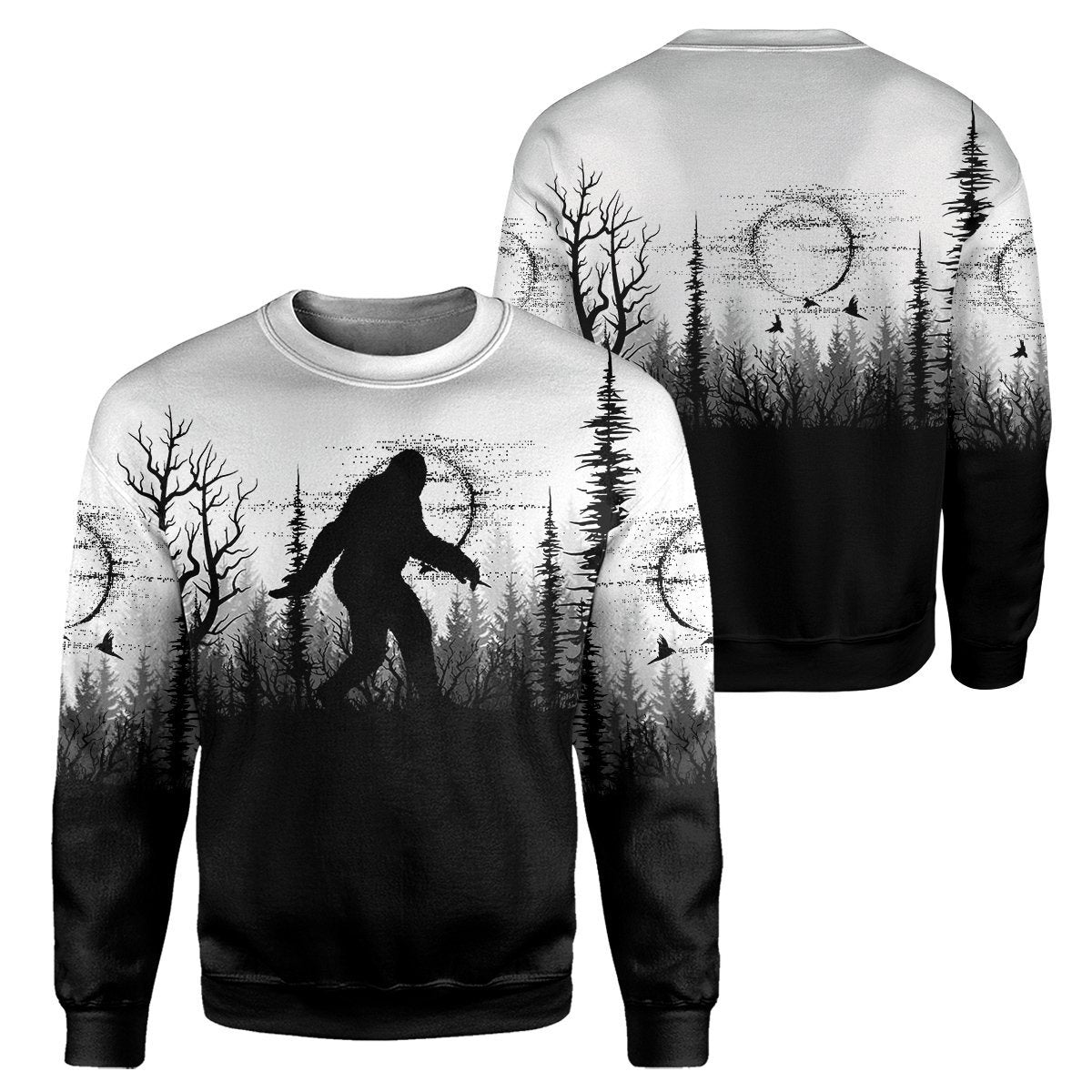 Klothek Bigfoot Black And White - 3D All Over Printed Shirt | Price in USA, Best Quality