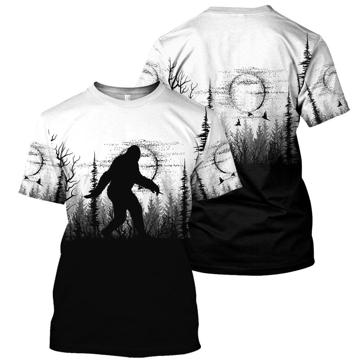 Klothek Bigfoot Black And White - 3D All Over Printed Shirt | Price in USA, Best Quality