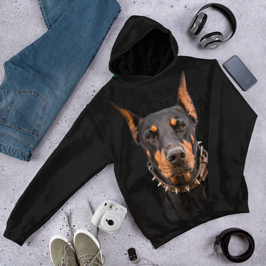 Klothek 3D Doberman Pinscher Dog Front And Back Tshirt Hoodie Appar | Price in USA, Best Quality