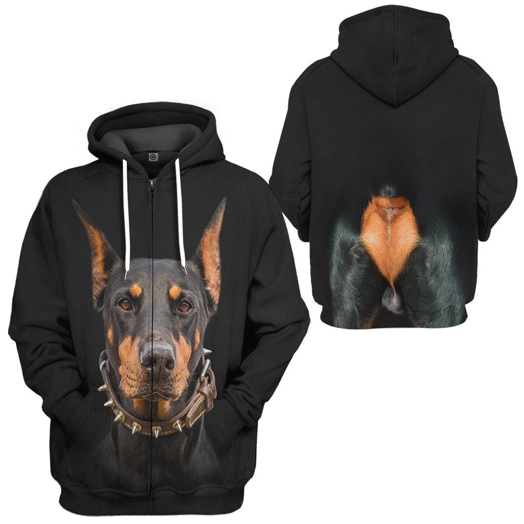 Klothek 3D Doberman Pinscher Dog Front And Back Tshirt Hoodie Appar | Price in USA, Best Quality