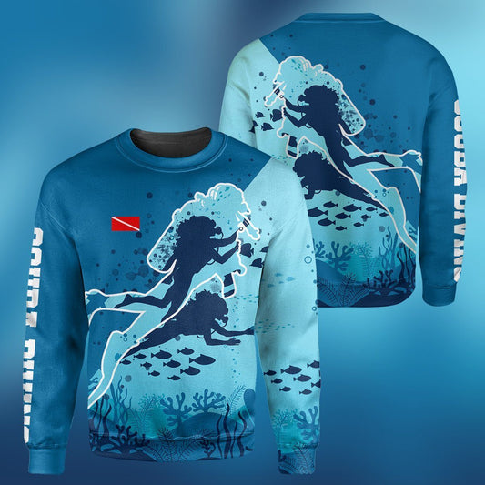 Klothek Scuba Diving Female Design - 3D All Over Printed Shirt | Price in USA, Best Quality