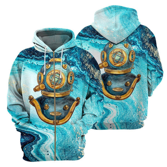 Klothek Scuba Diving Helmet - 3D All Over Printed Shirt | Price in USA, Best Quality