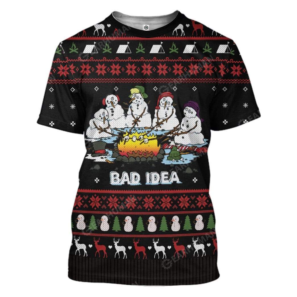 Klothek Ugly Christmas Melting Snow Man Camping Bad Idea Hoodie T-S | Price in USA, Best Quality