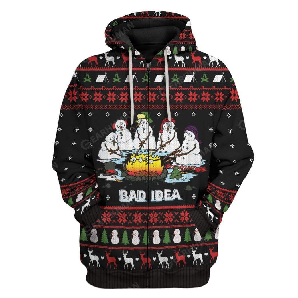 Klothek Ugly Christmas Melting Snow Man Camping Bad Idea Hoodie T-S | Price in USA, Best Quality