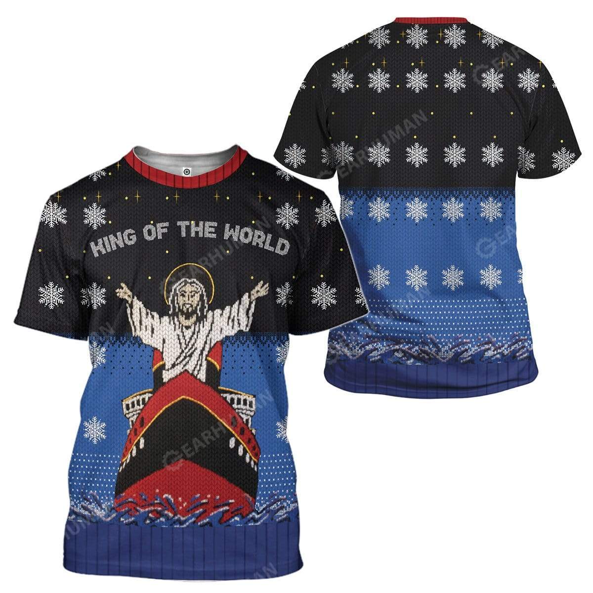 Klothek Ugly Christmas Titanic Jesus King Of The World Custom T-Shi | Price in USA, Best Quality