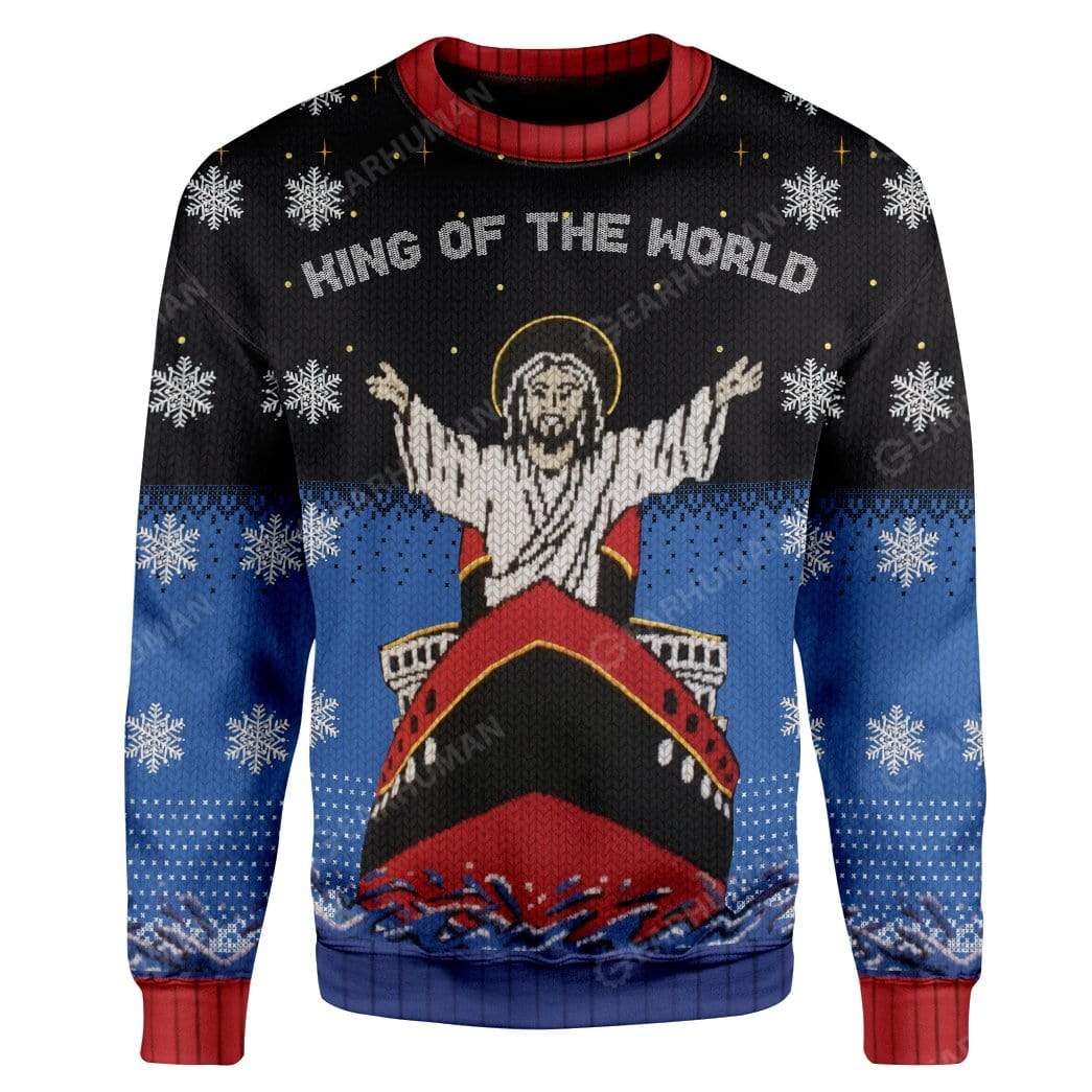 Klothek Ugly Christmas Titanic Jesus King Of The World Custom T-Shi | Price in USA, Best Quality