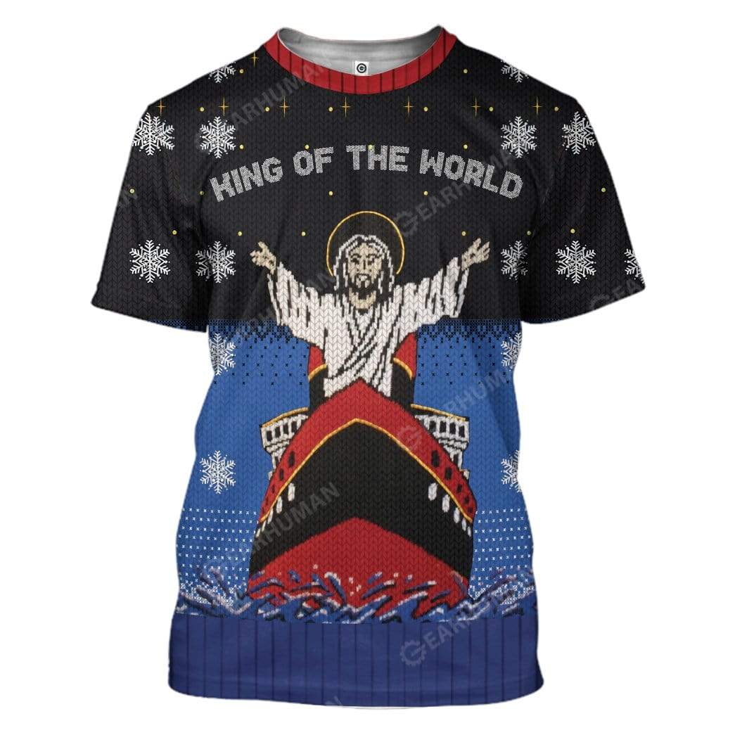 Klothek Ugly Christmas Titanic Jesus King Of The World Custom T-Shi | Price in USA, Best Quality