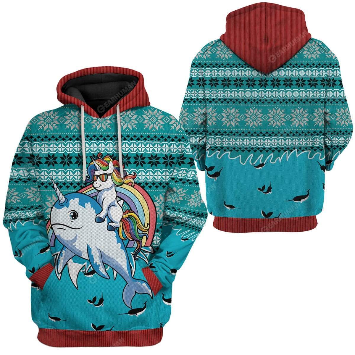 Klothek Ugly Unicorn Riding Narwhal Christmas Custom T-Shirts Hoodi | Price in USA, Best Quality