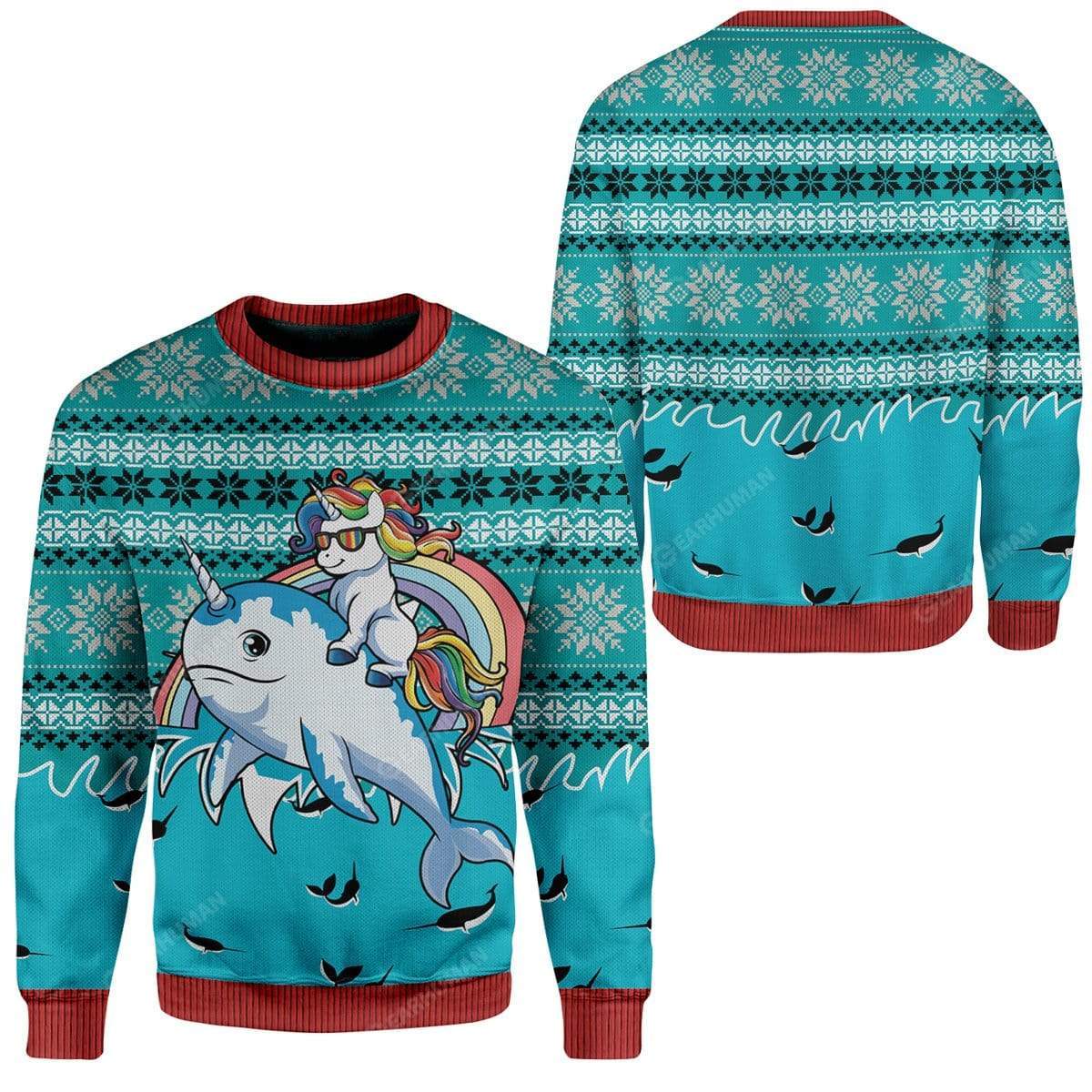 Klothek Ugly Unicorn Riding Narwhal Christmas Custom T-Shirts Hoodi | Price in USA, Best Quality