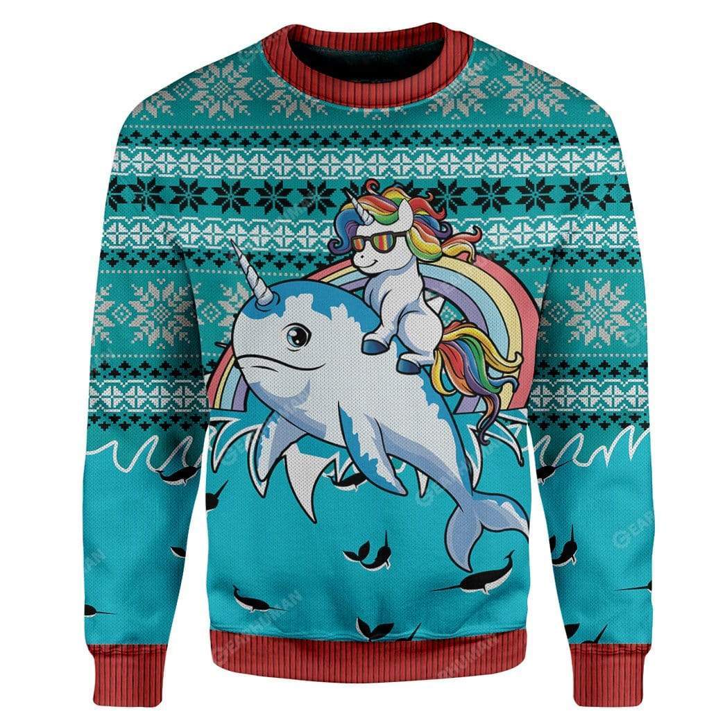 Klothek Ugly Unicorn Riding Narwhal Christmas Custom T-Shirts Hoodi | Price in USA, Best Quality