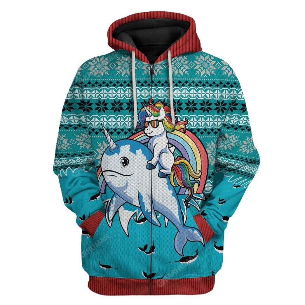 Klothek Ugly Unicorn Riding Narwhal Christmas Custom T-Shirts Hoodi | Price in USA, Best Quality