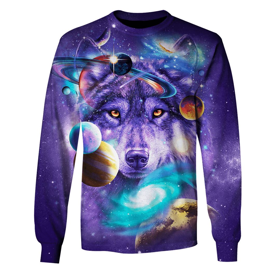 3D Wolf and Universe Full-Print T-shirt - Hoodie | Price in USA, Best Quality