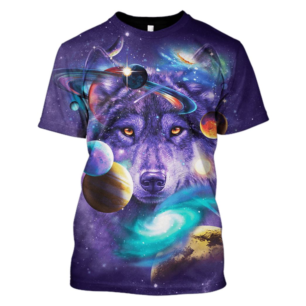 3D Wolf and Universe Full-Print T-shirt - Hoodie | Price in USA, Best Quality