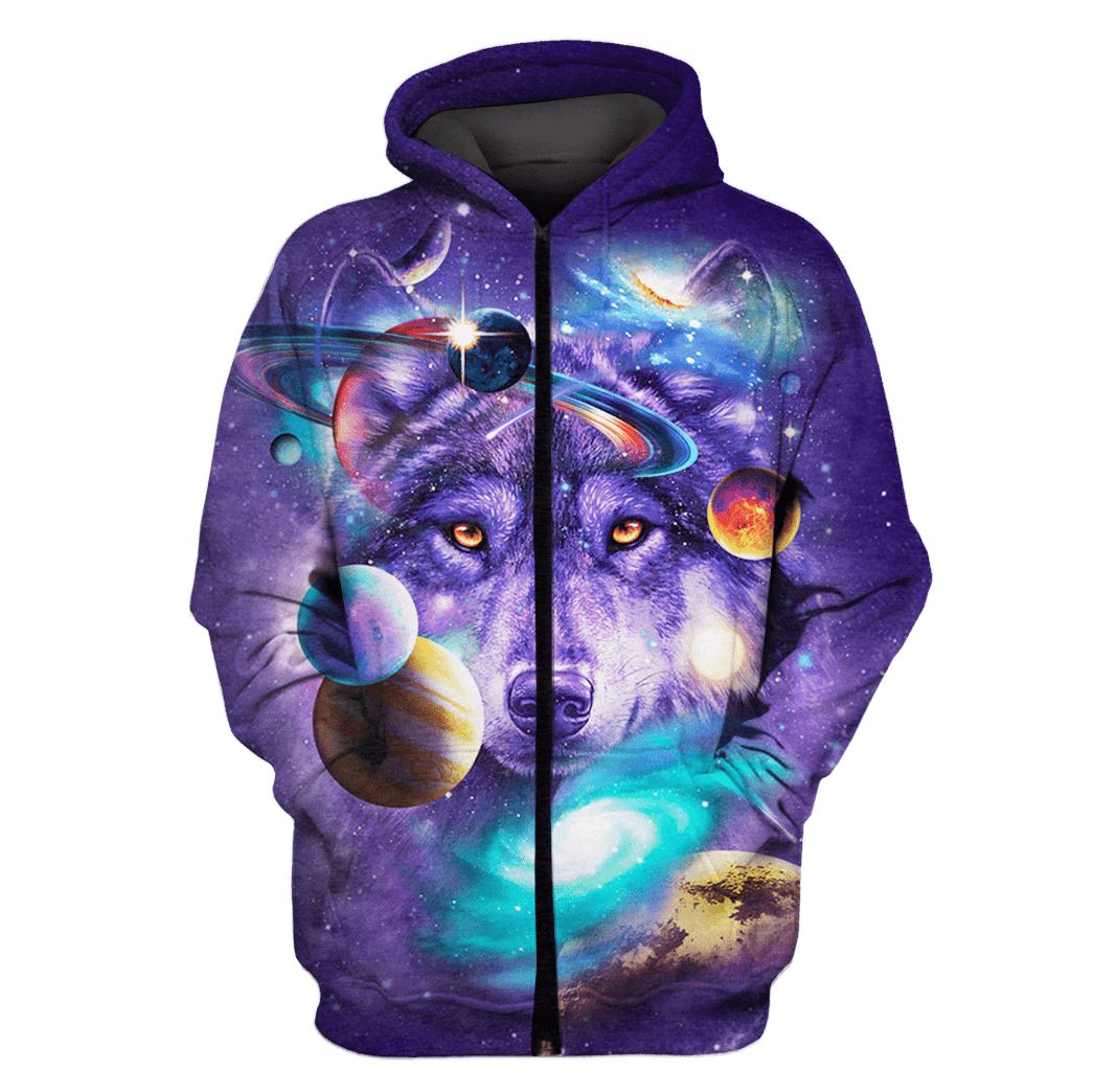 3D Wolf and Universe Full-Print T-shirt - Hoodie | Price in USA, Best Quality